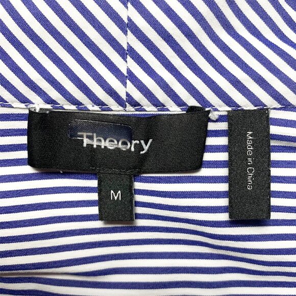 THEORY Weekender Cotton Tie Neck Striper SHirt - Picture 8 of 8